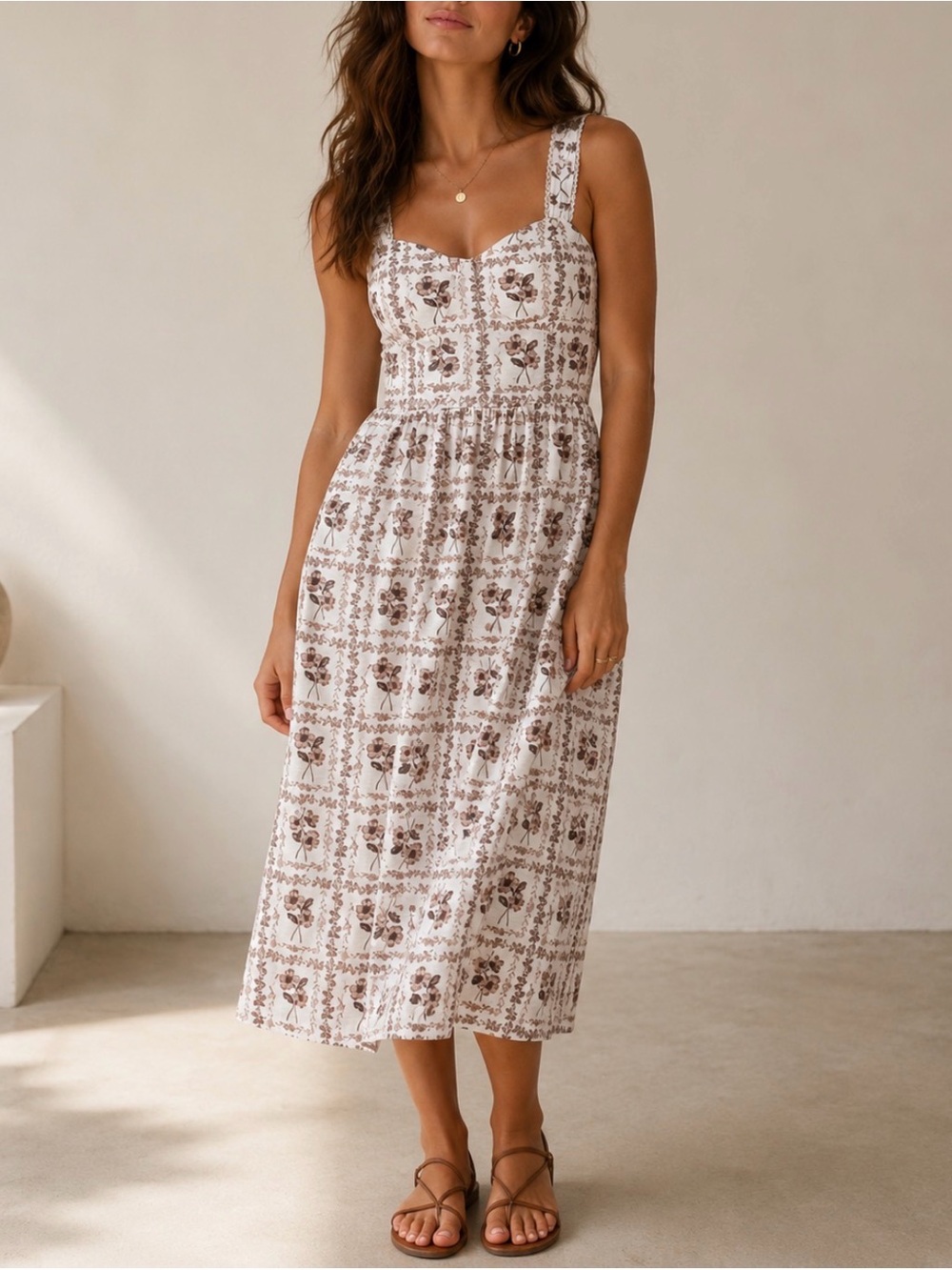 AS U WISH Floral Midi Dress - L